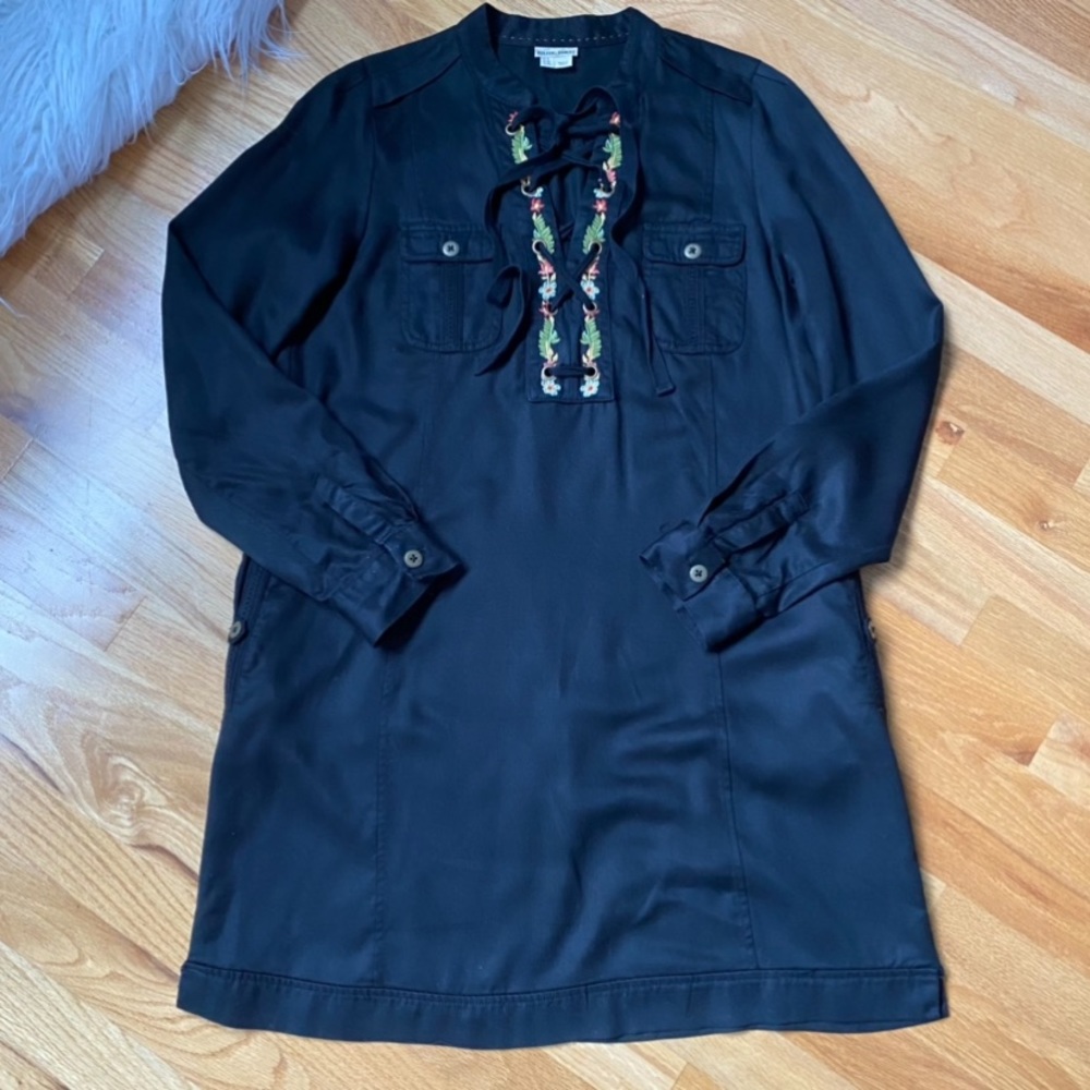 Anthropologie Holding Horses Embroidered Lace up Shirt Dress - Picture 6 of 12